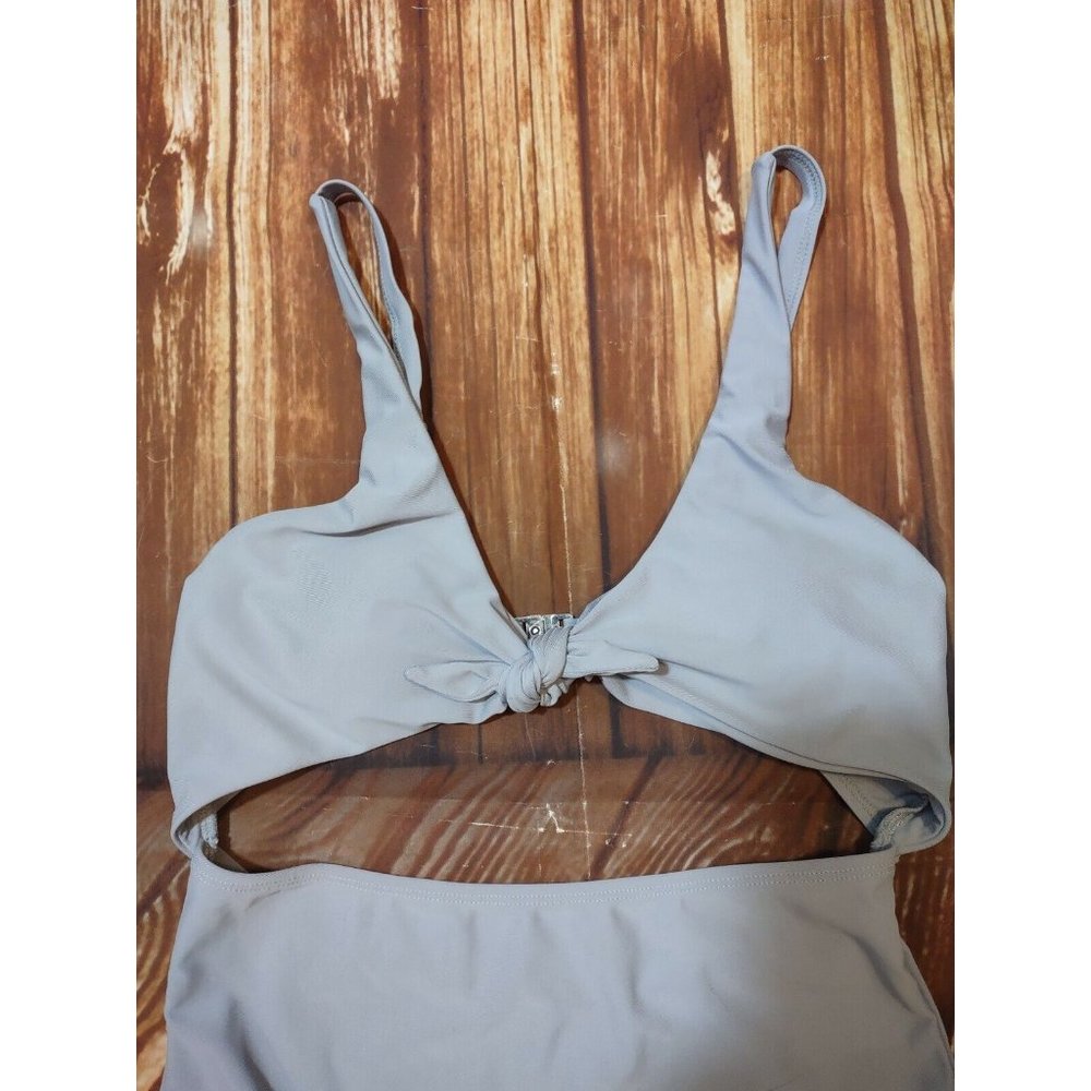 Monokini Swimsuit Light Gray Knot Front Solid One Piece Womens Size Small - Picture 4 of 10
